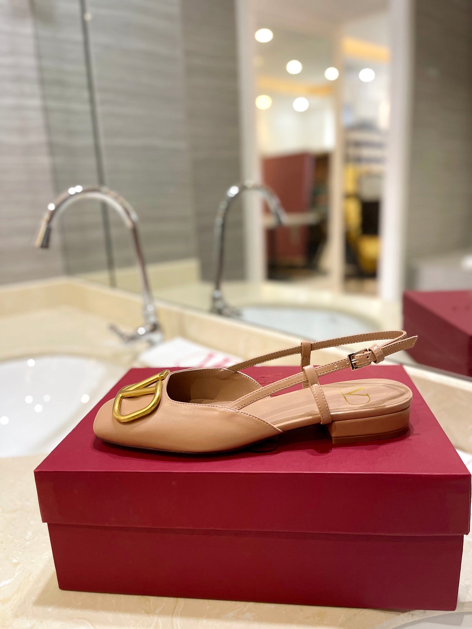 VALENTINO 26S SLINGBACK IN NUDE BEIGE SMOOTH CALFSKIN