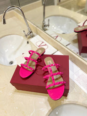 VALENTINO 26S ROCKSTUD CAGED SANDALS IN PINK CALFSKIN