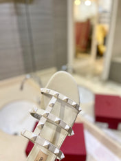 VALENTINO 26S ROCKSTUD CAGED SANDALS IN WHITE CALFSKIN