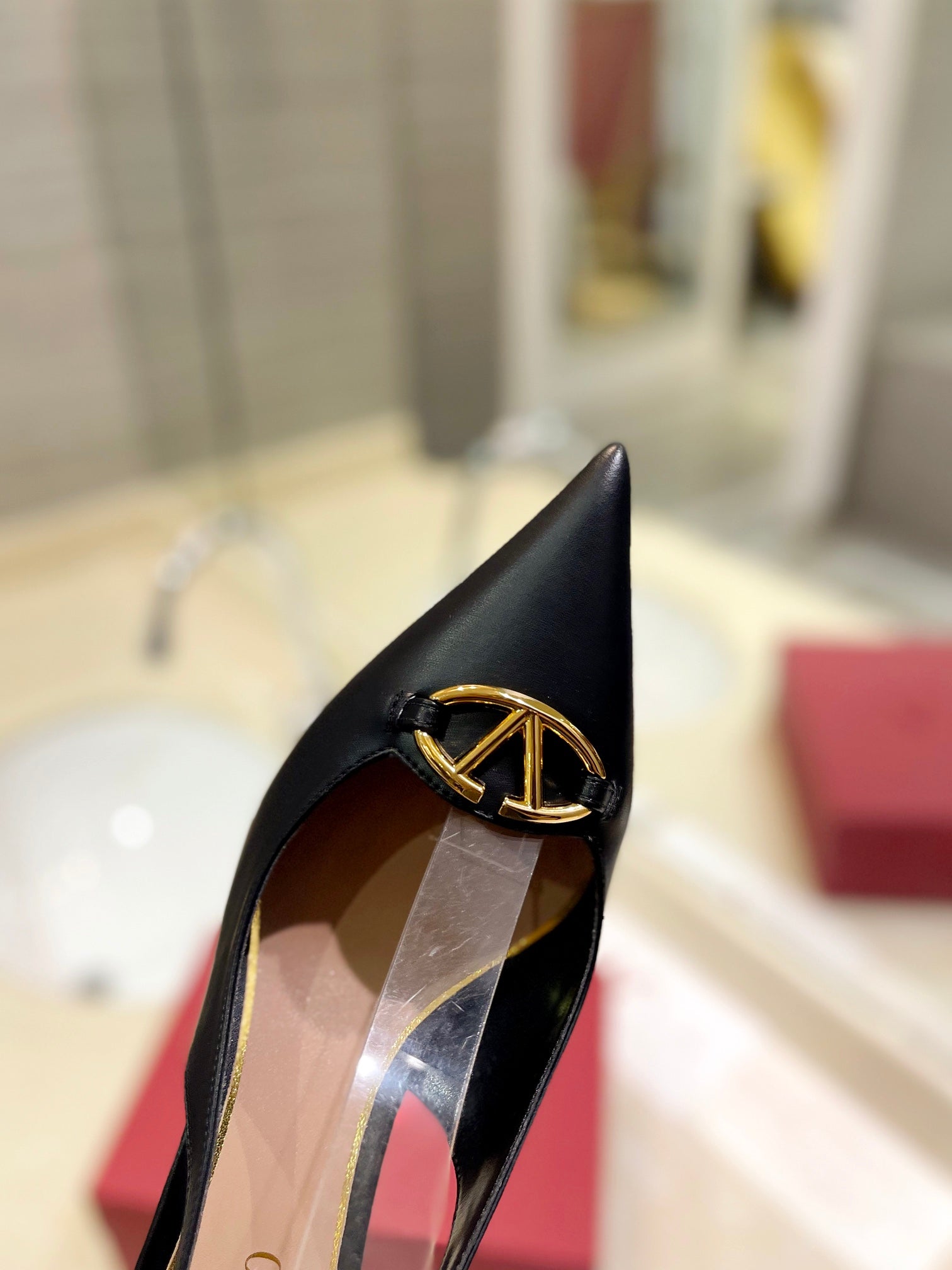 VALENTINO 26S SLINGBACK PUMPS 65 MM IN BLACK CALFSKIN