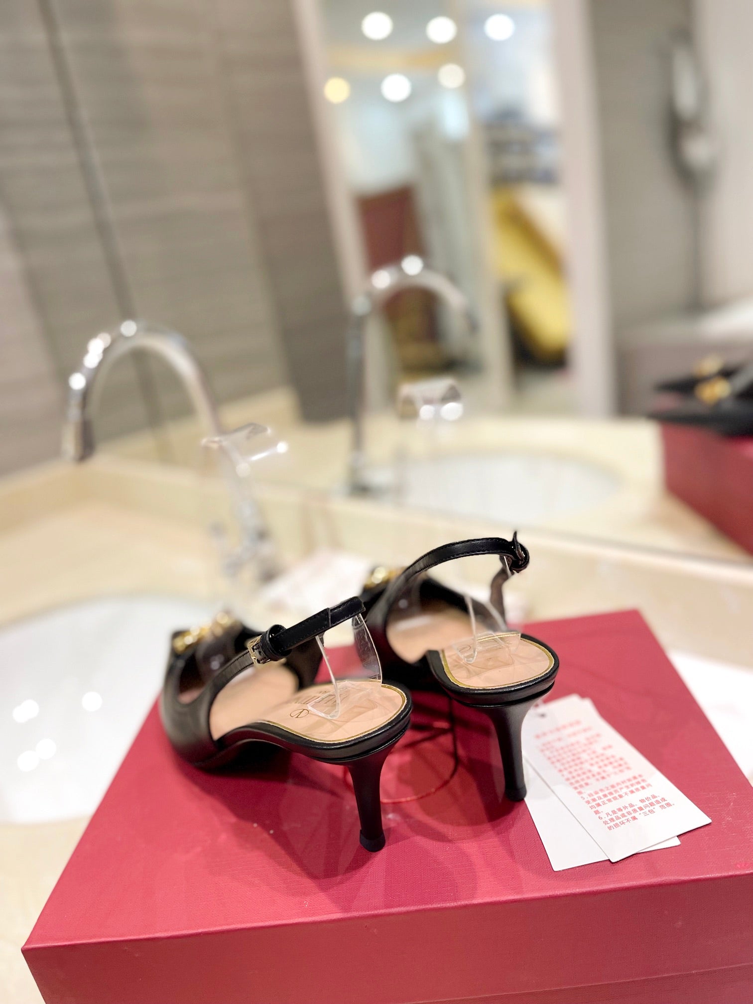 VALENTINO 26S SLINGBACK PUMPS 65 MM IN BLACK CALFSKIN