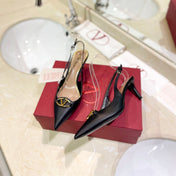 VALENTINO 26S SLINGBACK PUMPS 65 MM IN BLACK CALFSKIN