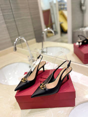 VALENTINO 26S SLINGBACK PUMPS 65 MM IN BLACK CALFSKIN
