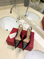 VALENTINO 26S SLINGBACK PUMPS 65 MM IN BLACK CALFSKIN