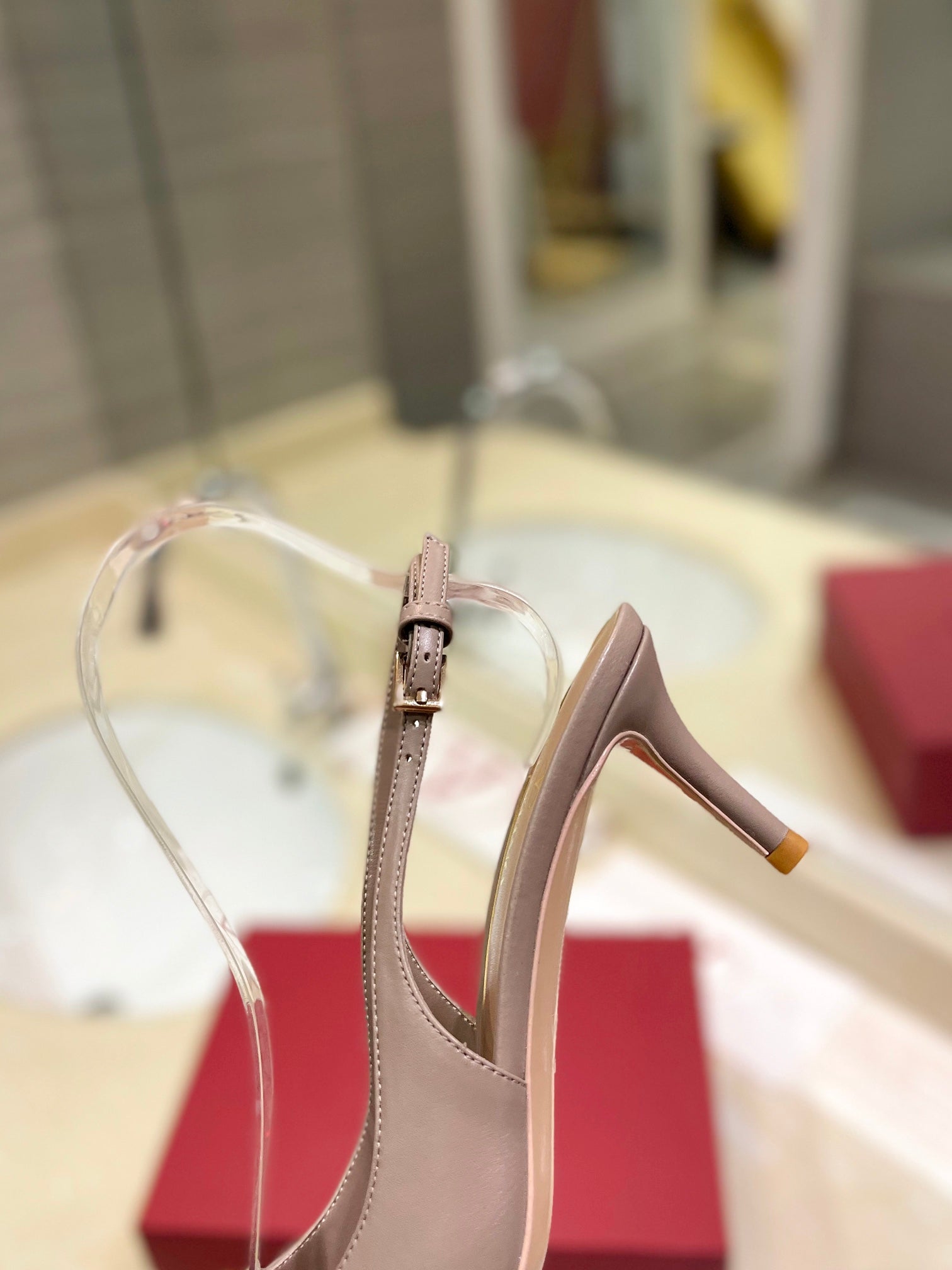 VALENTINO 26S SLINGBACK PUMPS 65 MM IN BEIGE CALFSKIN
