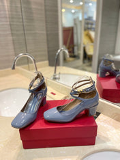 VALENTINO 26S ANKLE STRAP PUMPS 60 MM IN PASTEL BLUE PATENT CALFSKIN