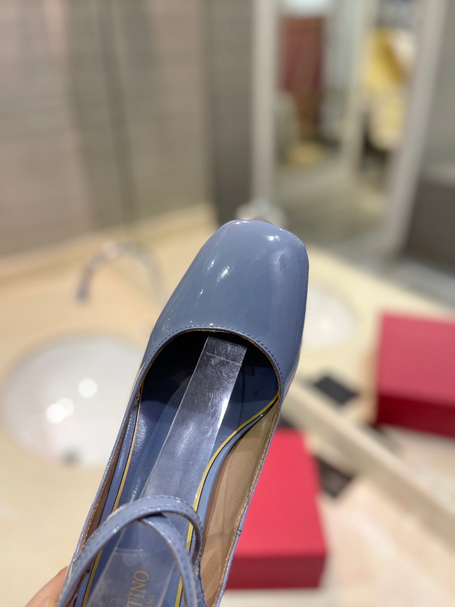 VALENTINO 26S ANKLE STRAP PUMPS 60 MM IN PASTEL BLUE PATENT CALFSKIN
