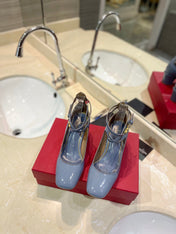 VALENTINO 26S ANKLE STRAP PUMPS 60 MM IN PASTEL BLUE PATENT CALFSKIN