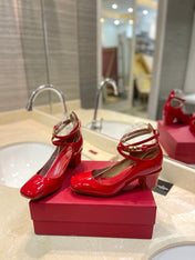 VALENTINO 26S ANKLE STRAP PUMPS 60 MM IN RED PATENT CALFSKIN
