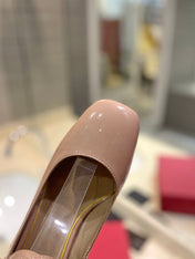 VALENTINO 26S ANKLE STRAP PUMPS 60 MM IN BEIGE PATENT CALFSKIN