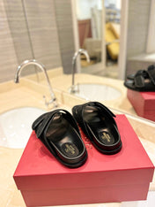 VALENTINO 26S VELCRO SANDALS IN BLACK JACQUARD FABRIC AND LEATHER
