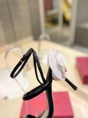 VALENTINO 26S STRAPPY HEEL SANDALS 100 MM IN BLACK CALFSKIN