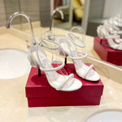 VALENTINO 26S STRAPPY HEEL SANDALS 100 MM IN WHITE CALFSKIN