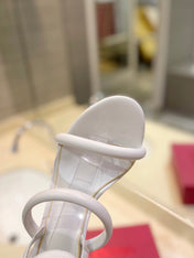 VALENTINO 26S STRAPPY HEEL SANDALS 100 MM IN WHITE CALFSKIN