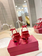 VALENTINO 26S STRAPPY HEEL SANDALS 100 MM IN RED CALFSKIN