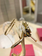 VALENTINO 26S STRAPPY HEEL SANDALS 100 MM IN GOLD CALFSKIN