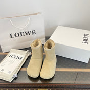 LOEWE 26S LAGO ANKLE BOOTS IN BEIGE SUEDE-SHEARLING