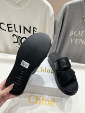 CHLOÉ MILA PLATFORM 5 CM IN BLACK NYLON WITH EMBROIDERED LOGO