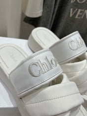 MILA PLATFORM 5 CM IN WHITE NYLON WITH EMBROIDERED LOGO