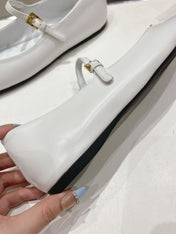 PRA NAPPA LEATHER BALLERINAS WHITE
