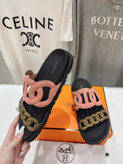 EXTRA SANDAL BLACK MIX PEACH MIX MOSS CALFSKIN
