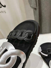 EXTRA SANDAL PASTEL BLACK MIX SILVER CALFSKIN