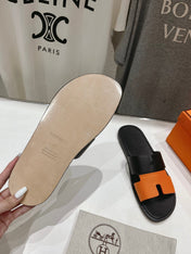 IZMIR SANDAL BLACK MIX ORANGE LAMBSKIN