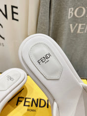 FENDI BAGUETTE MEDIUM-HEEL SANDALS 45 MM IN WHITE CALFSKIN