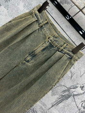 Loewe 25 Wide-leg Jeans Light Green-yellow Cotton
