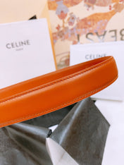 CELINE 25S BELT 25MM WITH ARC DE TRIOMPHE BUCKLE IN DARK CARAMEL 571499