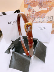 CELINE 25S BELT 25MM WITH ARC DE TRIOMPHE BUCKLE IN BURNT UMBER 571501