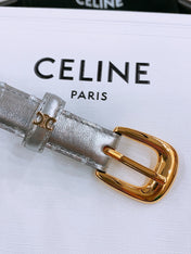 CELINE 25S BELT 18MM WITH ARC DE TRIOMPHE BUCKLE IN SILVER 571503