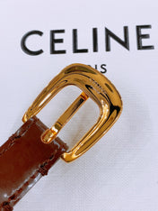 CELINE 25S BELT 18MM WITH ARC DE TRIOMPHE BUCKLE IN BURNT UMBER 571506