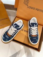 LV 26S TILTED SNEAKERS IN NAVY BLUE DENIM SAFARI PRINT