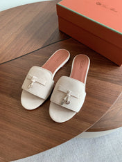 LP 26S SUMMER CHARMS SLIDES IN CREAM WHITE SUEDE SILVER HARDWARE