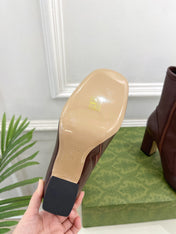 HORSEBIT ANKLE BOOTS 9.5CM IN WALNUT BROWN SHEEPSKIN