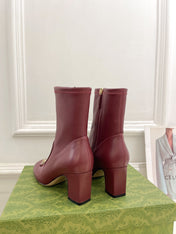 HORSEBIT ANKLE BOOTS 6.5CM IN BURGUNDY RED SHEEPSKIN