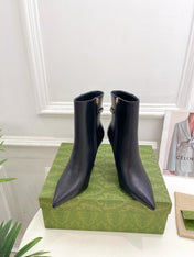 SIGNORIA SHORT BOOTS 10.5CM IN BLACK CALFSKIN