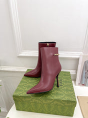 SIGNORIA SHORT BOOTS 10.5CM IN BURGUNDY RED CALFSKIN
