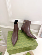 SIGNORIA SHORT BOOTS 4.5CM IN WALNUT BROWN CALFSKIN