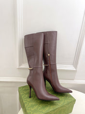 SIGNORIA KNEE BOOTS 4.5CM IN WALNUT BROWN CALFSKIN