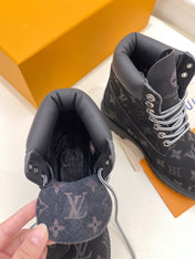 LV X TIMBERLAND MARTIN BOOT IN BLACK MONOGRAM SUEDE