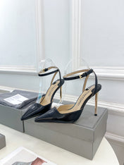 HIGH SLINGBACKS 10 CM IN BLACK SNAKE-PATTERN CALFSKIN