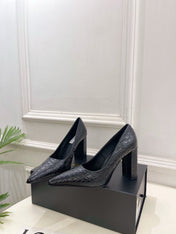 ALAIA 26S HIGH HEELS 95 MM IN BLACK CROCODILE-EMBOSSED CALFSKIN