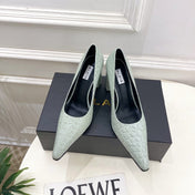 ALAIA 26S HIGH HEELS 95 MM IN SAGE GREEN CROCODILE-EMBOSSED CALFSKIN