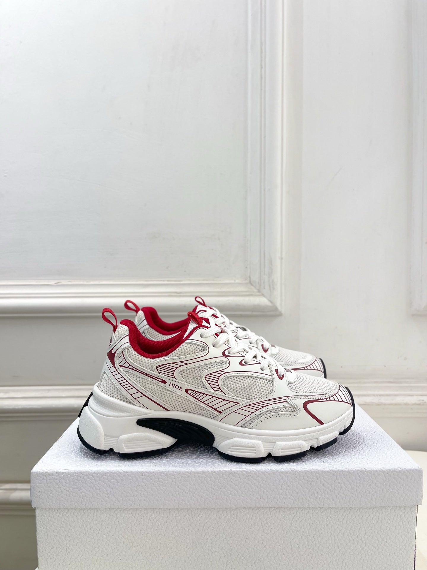 DIOR 26S SNEAKER IN WHITE CALFSKIN AND MESH FABRIC