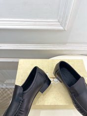 THE ROW 26S MOCCASIN LOAFERS 20MM IN BLACK CALFSKIN