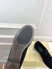 THE ROW 26S MOCCASIN LOAFERS 20MM IN BLACK SUEDE