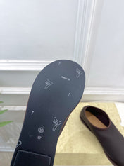 THE ROW 26S SLIP-ON FLATS IN DARK BROWN NAPPA CALFSKIN