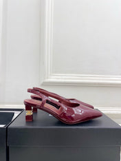 CHANEL 26S POINTED TOE HIGH HEELS 55 MM IN DARK RED PATENT LAMBSKIN